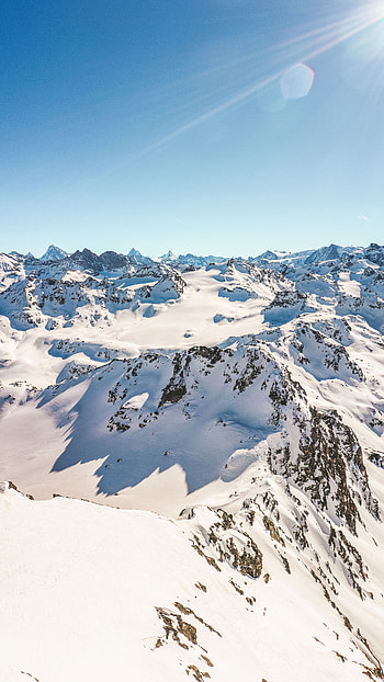 Nature, Mountains, Snow, Vertex, Top, Snow Covered, Snowbound, Sunlight HD phone wallpaper