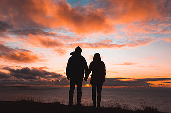 Couple Holding Hands, couple, love, hands, silhouette HD wallpaper