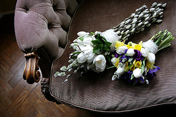 Flowers, Tulips, Narcissussi, Bouquets, Spring, Pussy Willow, Verba, Ottoman HD wallpaper