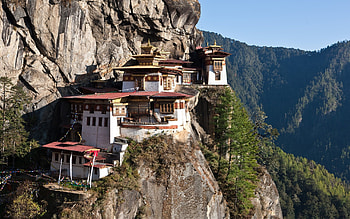 Mountain Bhutan cliff house, Himalayan paradise, Majestic , Stunning landscapes HD wallpaper