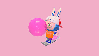 Labubu : Playful Bunny with Pink Balloon, Labubu HD wallpaper