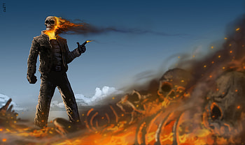 Gunslinger Ghost Rider, ghost-rider, artist, artwork, deviantart, superheroes HD wallpaper