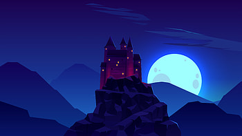 Castle Rock Night Minimal , castle, minimalism, minimalist, artist, artwork, digital-art HD wallpaper