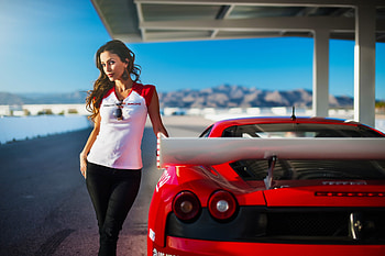 Women With Ferrari, ferrari, cars, women HD wallpaper