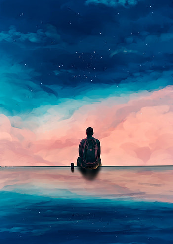 Sky, Art, Clouds, Reflection, Silhouette, Human, Person HD phone wallpaper