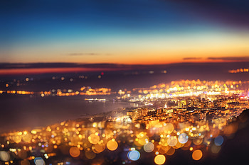 City, sky, night, bokeh HD wallpaper