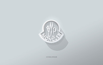 Moncler logo, white background, Moncler 3d logo, 3d art, Moncler, 3d Moncler emblem HD wallpaper