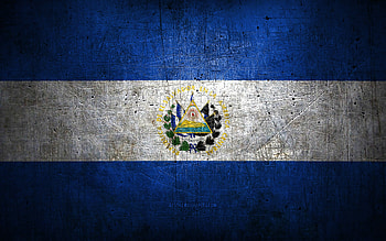 Salvadoran metal flag, grunge art, North American countries, Day of El Salvador, national symbols, El Salvador flag, metal flags, Flag of El Salvador, North America, Salvadoran flag, El Salvador HD wallpaper