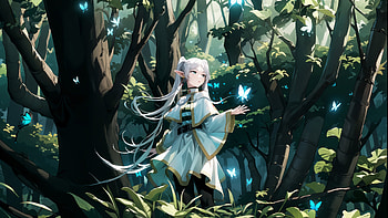 Frieren in Enchanted Forest - Ultra from Beyond Journey's End, Frieren (Frieren: Beyond Journey's End) HD wallpaper