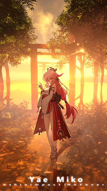 Yae Miko Sunset Serenity – Genshin Impact , video game, Genshin Impact, Yae Miko Guuji (Genshin Impact) HD phone wallpaper
