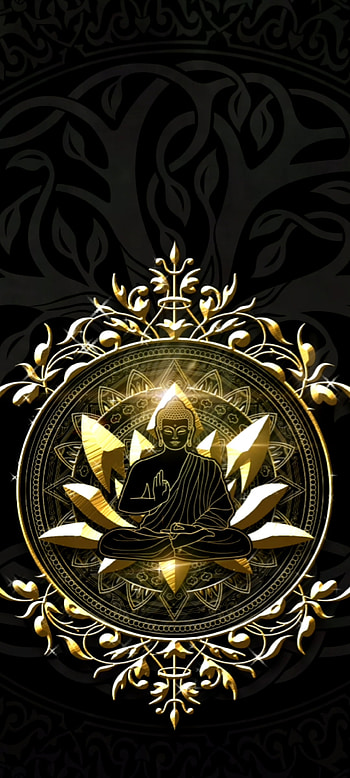 Golden buddha, gold, symbol, Black, Good HD phone wallpaper