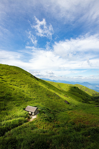 Nature, Grass, Small House, Lodge, Hills HD phone wallpaper