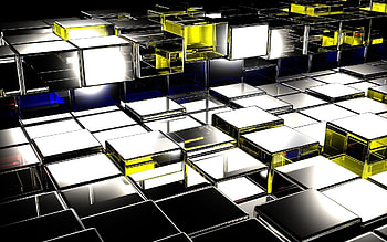 3D, Surface, Glass, Metal, Squares HD wallpaper