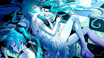 Miku asleep, blue, miku, girl, anime HD wallpaper
