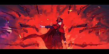 Anime girl, oda nobukatsu, fate/grand order, guns HD wallpaper