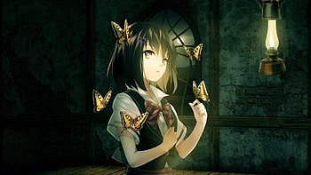Anime, Girl, Black Hair, Butterfly HD wallpaper