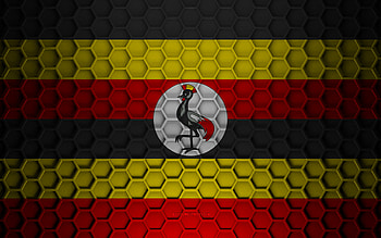 Uganda flag, 3d hexagons texture, Uganda, 3d texture, Uganda 3d flag, metal texture, flag of Uganda HD wallpaper