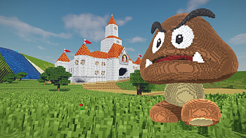 Minecraft goomba build, 3D model schematic, Gaming creativity HD wallpaper