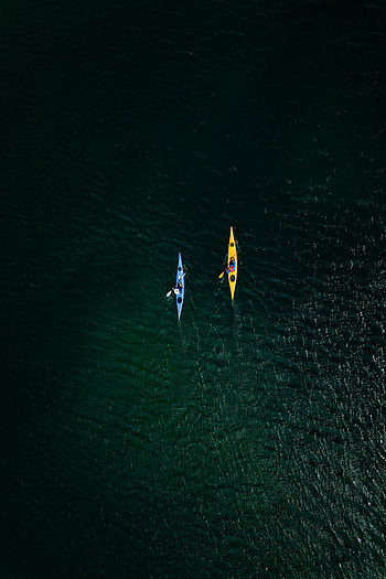 Drone view, two boat surfing, sea HD phone wallpaper