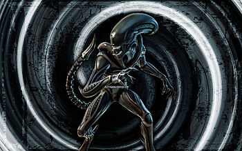 Xenomorph, gray grunge background, Fortnite, vortex, Fortnite characters, Xenomorph Skin, Fortnite Battle Royale, Xenomorph Fortnite HD wallpaper