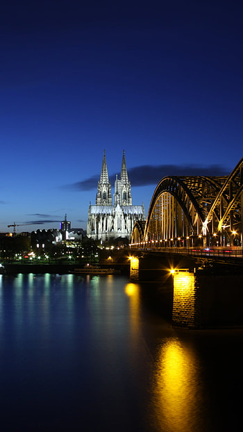 Cologne Germany, Evening scenery, Architectural wonder HD phone wallpaper
