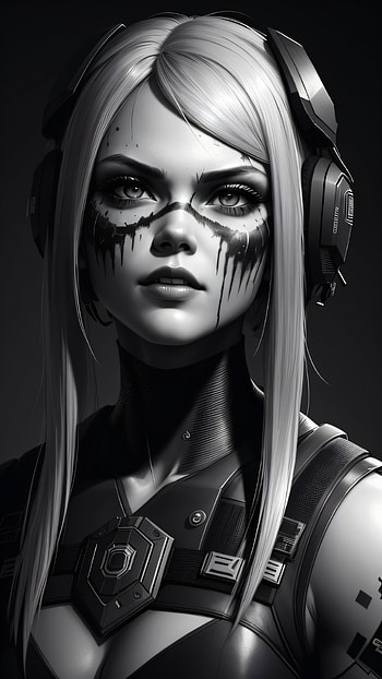 Kana (Rampage Squad), portrait, Black & White, fantasy, woman HD phone wallpaper