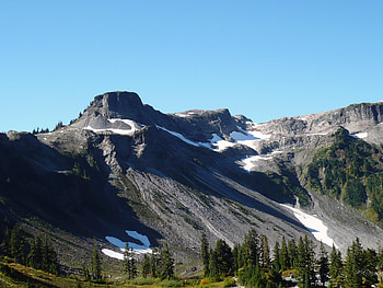 Table Mountain, washington, snow, trees, sky, mountain HD wallpaper