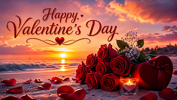 Happy Valentine's Day — Sunset Roses, Heart, Candle HD wallpaper