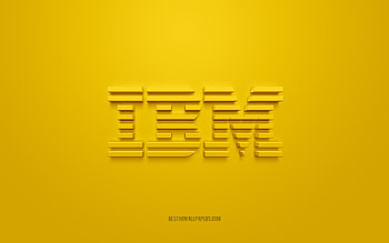 IBM 3d logo, yellow background, IBM emblem, IBM yellow logo, IBM, brands, IBM logo HD wallpaper