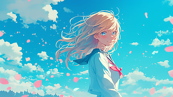 of Kaori Miyazono from Your Lie in April, Anime, Your Lie in April, Kaori Miyazono, Sky Anime HD wallpaper