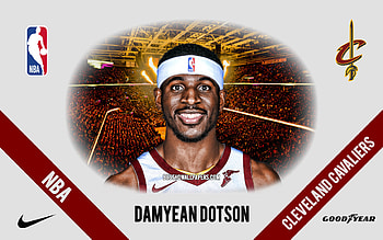 Damyean Dotson, Cleveland Cavaliers, American Basketball Player, NBA, portrait, USA, basketball, Rocket Mortgage FieldHouse, Cleveland Cavaliers logo HD wallpaper