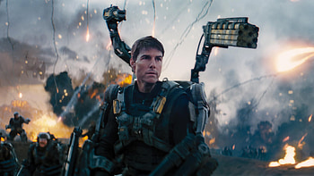 Edge of Tomorrow, Futuristic action, Surreal backgrounds, Gripping intensity HD wallpaper