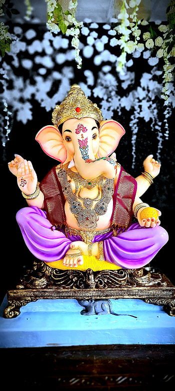 Ganpati Bappa, art, flower HD phone wallpaper
