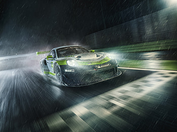 Porsche 911 GT3 R, rain blur, sports car, 2018 HD wallpaper