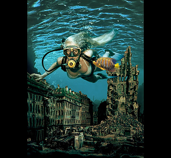 Underwater-City, abstract, city, 3d, underwater, complex HD wallpaper