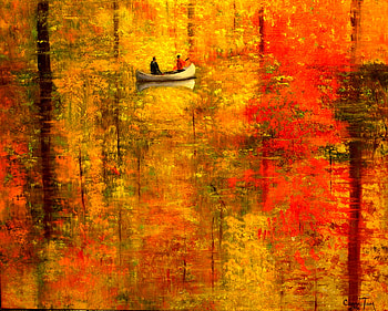 Reflections of Autumn, autumn, abstract, painted, reflections HD wallpaper