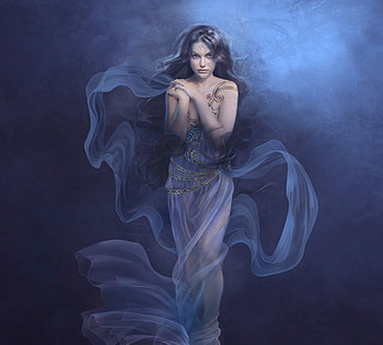 I'm Fantasy, blue, tattoo, goddess, dress, beauty, cg, female, sexy, digital painting, gorgeous, hot, girl, fantasy, pretty, face, princess, lovely HD wallpaper