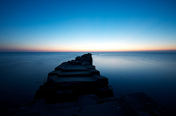 Morning stretch, blue, oceans, morning, popular, colors, sunrise, beauty, beach, nature, sky, water, places HD wallpaper