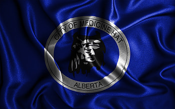 Medicine Hat flag, , silk wavy flags, canadian cities, Day of Medicine Hat, Flag of Medicine Hat, fabric flags, 3D art, Medicine Hat, cities of Canada, Medicine Hat 3D flag HD wallpaper