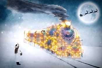 Christmas Motif Train Children, christmas, celebrations, train, holidays HD wallpaper