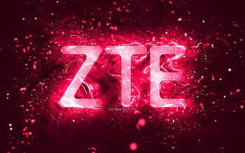 ZTE pink logo, , pink neon lights, creative, pink abstract background, ZTE logo, brands, ZTE HD wallpaper