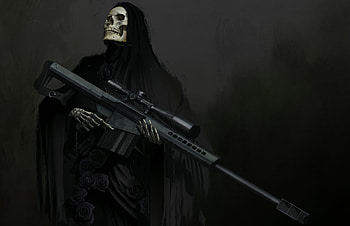 Sniper Rifle, Dark, Skull, Grim Reaper, Weapon HD wallpaper