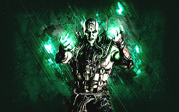 Quan Chi, Mortal Kombat Mobile, Quan Chi MK Mobile, Mortal Kombat, green stone background, Mortal Kombat Mobile characters, grunge art, Quan Chi Mortal Kombat HD wallpaper