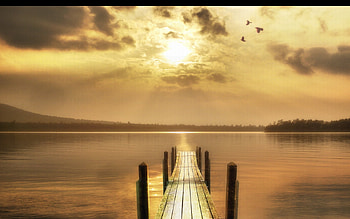 sunlight at the pier, bright, nature, water, sun, lake, beauty HD wallpaper