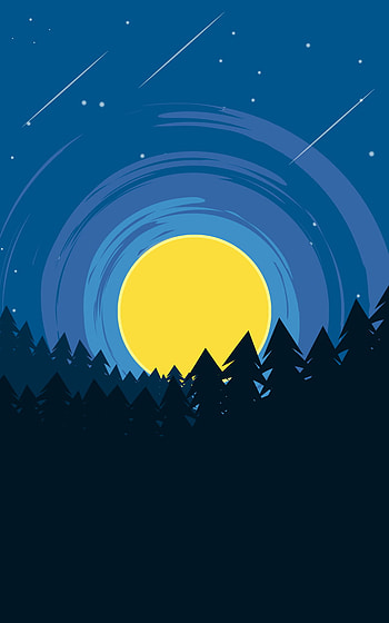 star, blue, forest, moon, night, nature, landscape HD phone wallpaper