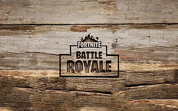 Fortnite Battle Royale wooden logo, , wooden backgrounds, games brands, Fortnite Battle Royale logo, creative, wood carving, Fortnite Battle Royale HD wallpaper