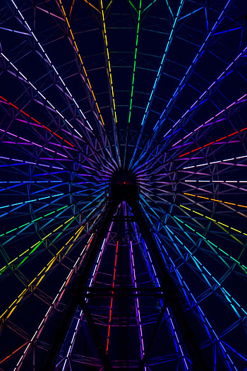 Dark, Multicolored, Motley, Backlight, Illumination, Ferris Wheel HD phone wallpaper