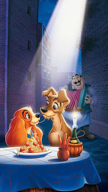 Lady and the Tramp, Top , Iconic Disney backgrounds, Classic animation HD phone wallpaper