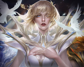 Fantasy girl, rishengrisheng, blonde, fantasy, girl, luminos HD wallpaper