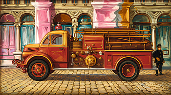 Vintage Fire Truck in Stunning Ultra, fire truck, vintage car, cityscape, architecture HD wallpaper
